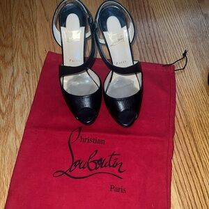 Christian Louboutin Black Peep-Toe Sandals